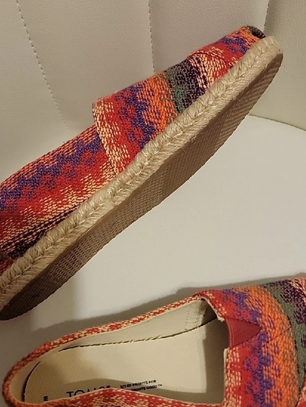 TOMS Women's Multicolor Knit Slip-On Espadrilles - Orange, Purple, Green, Red